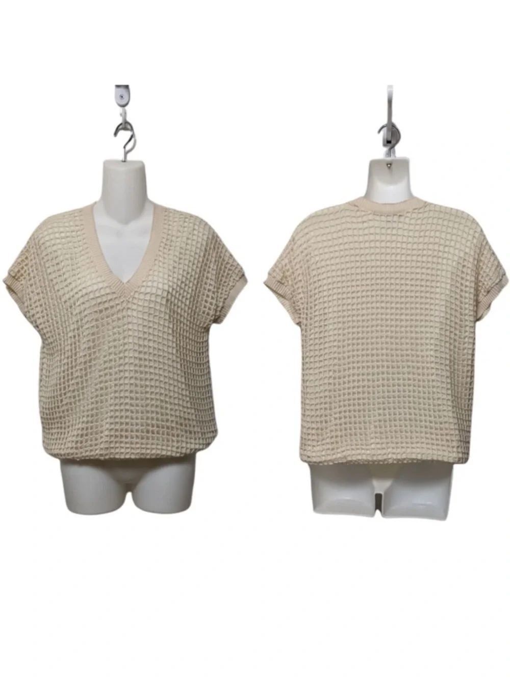 MISOOK Cream Wool Cashmere Crochet Fishnet Sweater XS